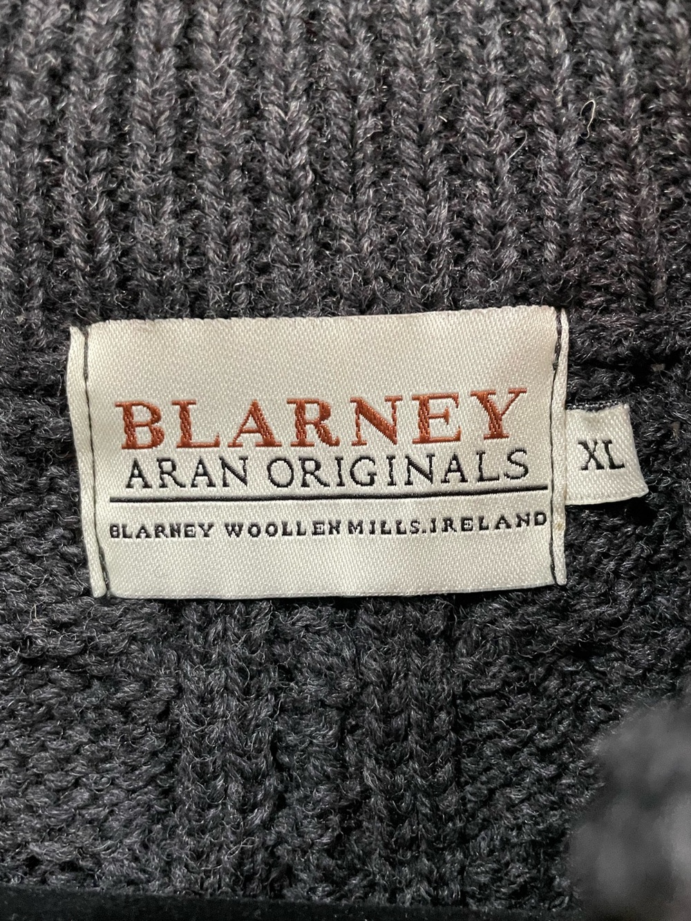 Blarney Aran Originals Knit Sweater - Charcoal Gray Men’s XL